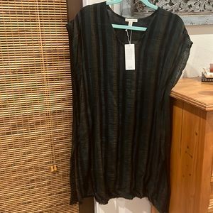 Eileen Fisher xxs/xs dress or shirt; black, green, & tan